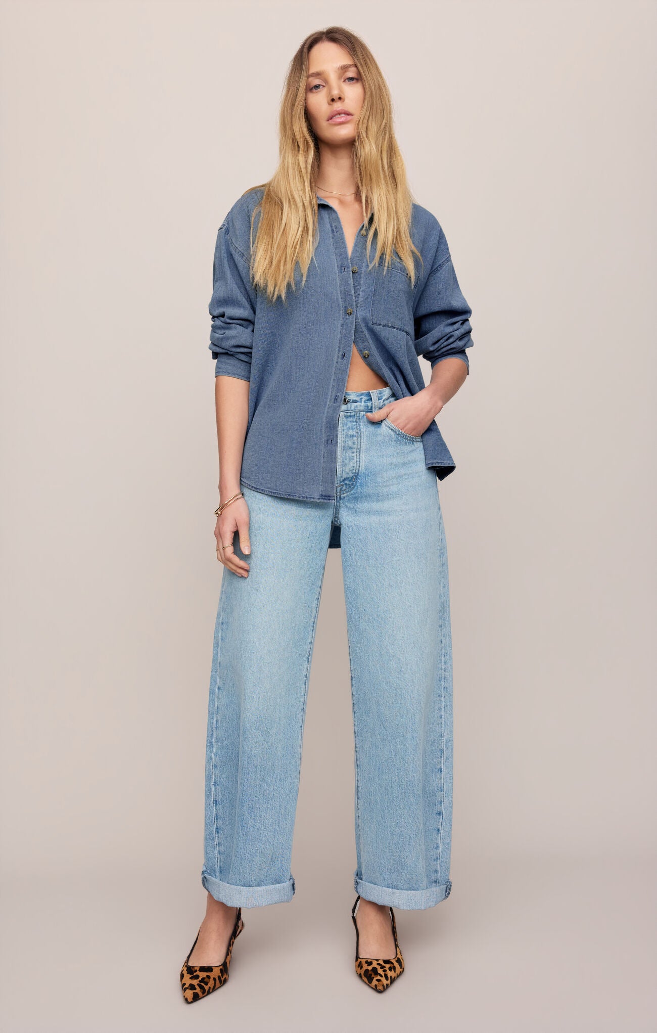 The Show Off High Rise Bowed Jean - Indigo Bloom