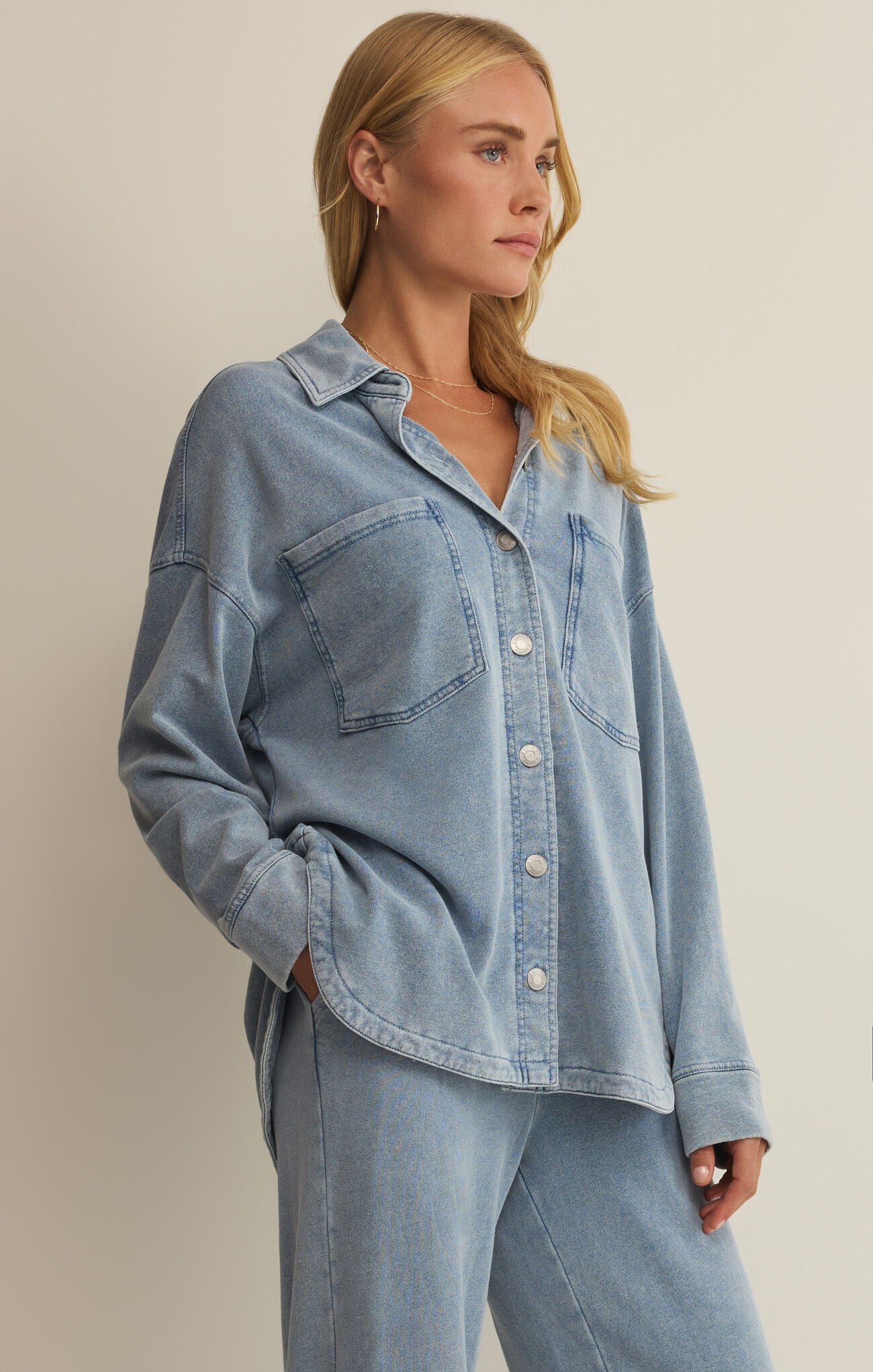 All Day Knit Denim Jacket - Ocean Air Indigo