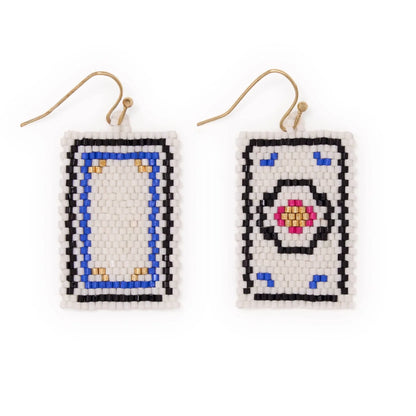 Lily Beaded Mahjong Earrings Circle