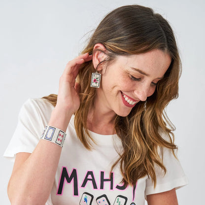 Tessa Beaded Mahjong Earrings Flower