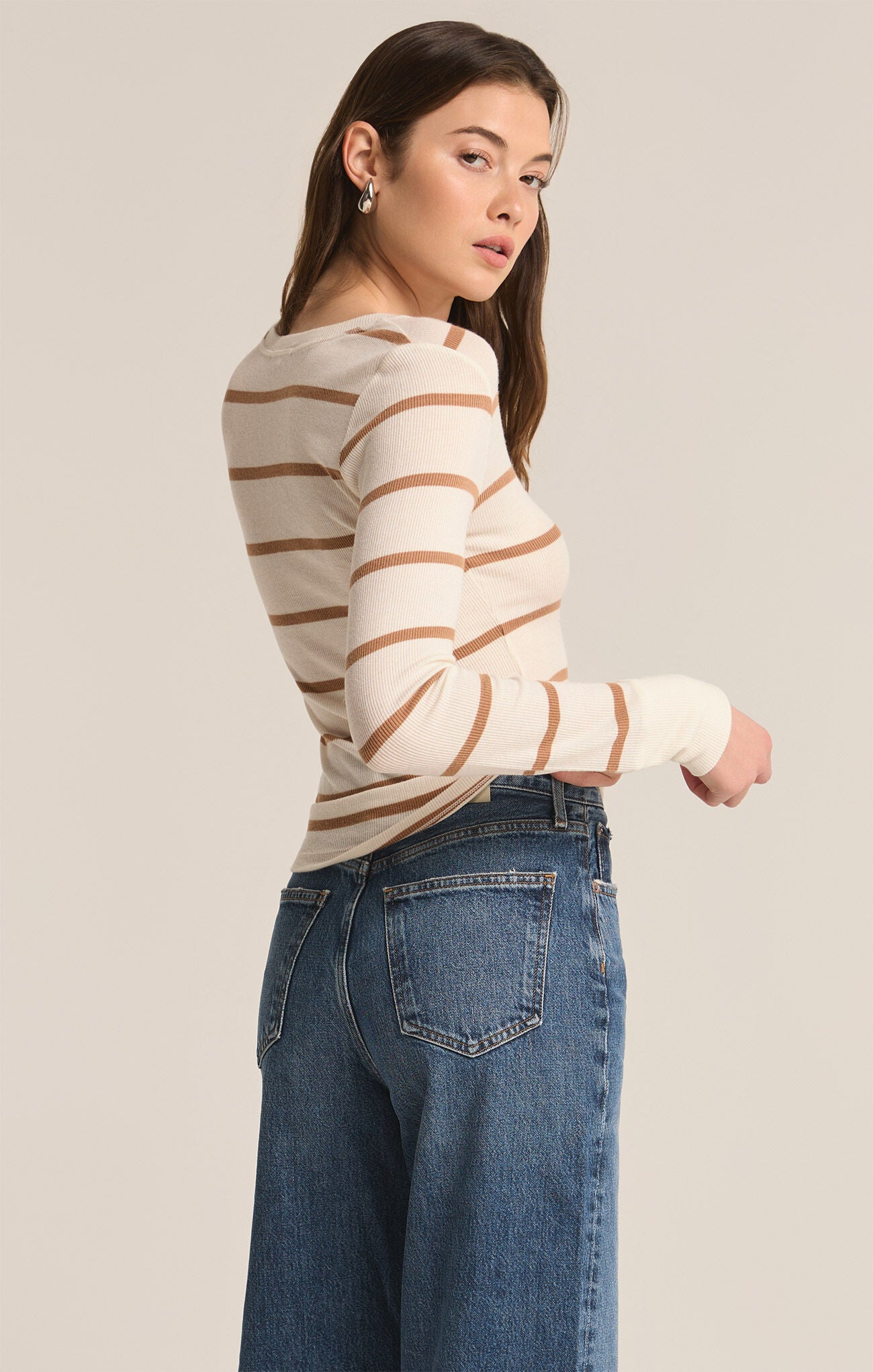 Scarlett Rib Henley - Sea Salt