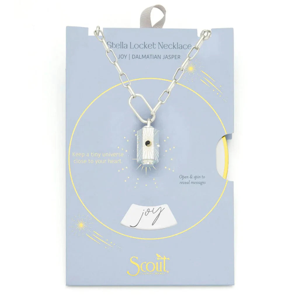 Joy Stella Locket Necklace with Dalmatian Jasper – Blue Seven