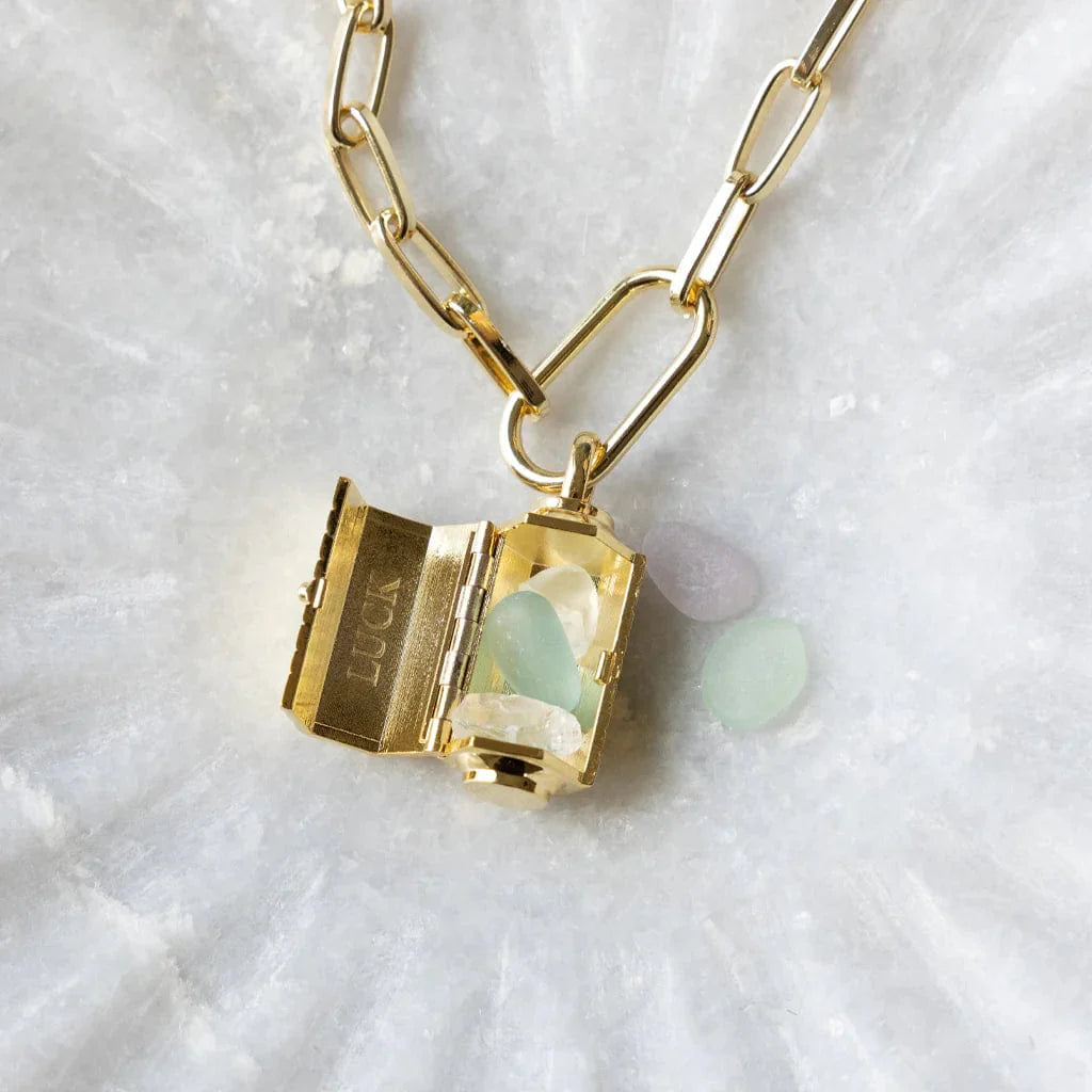 Love Stella Locket Necklace with Rose Quartz