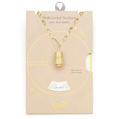 Love Stella Locket Necklace with Rose Quartz