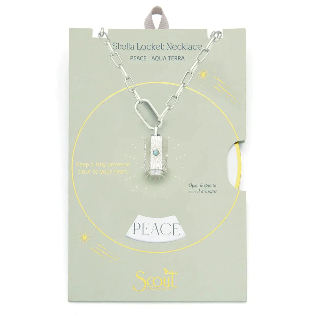 Peace Stella Locket Necklace with Aqua Terra – Blue Seven