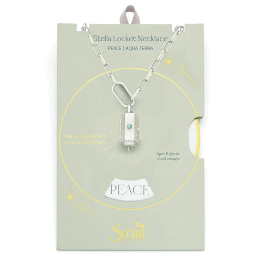 Peace Stella Locket Necklace with Aqua Terra