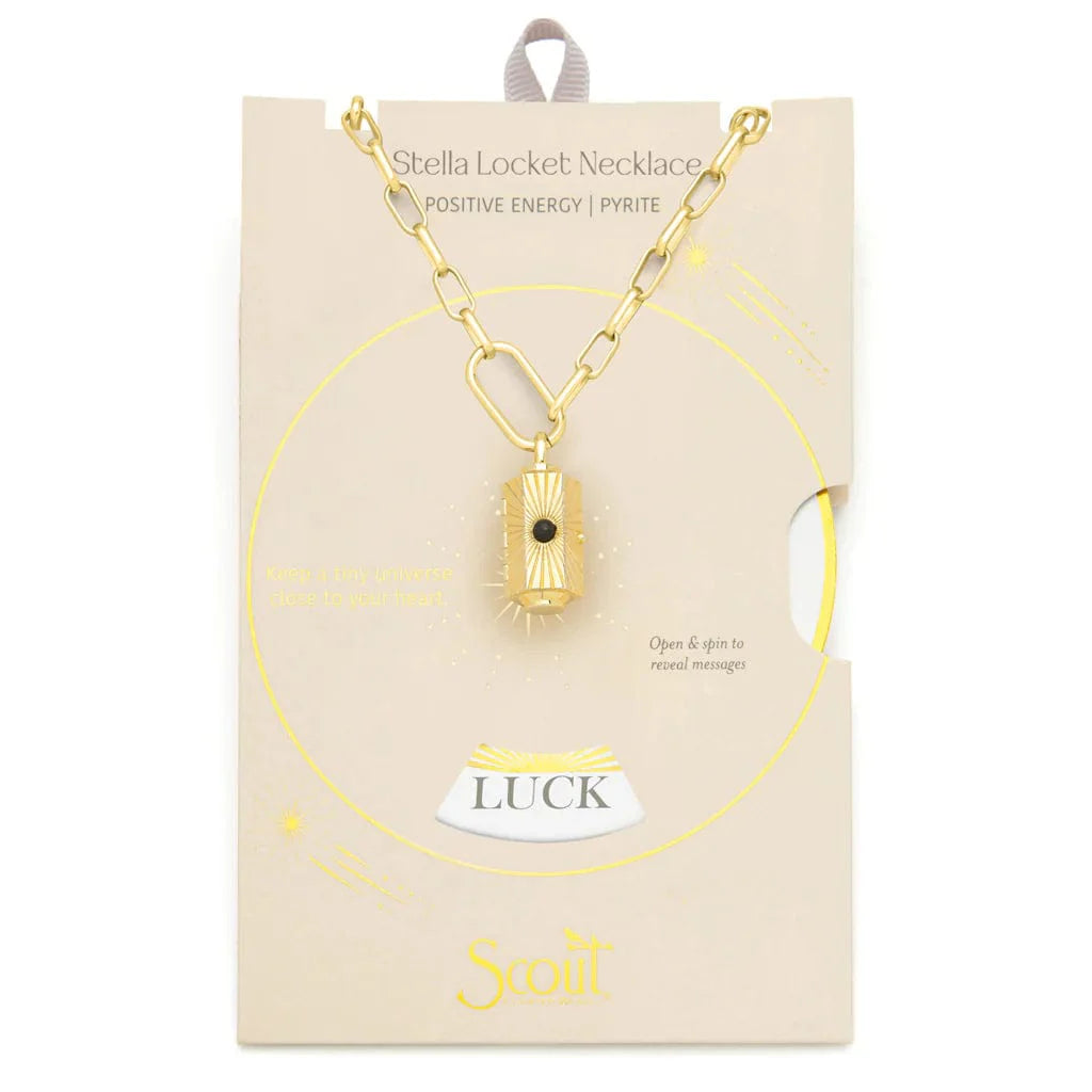 Positive Energy Stella Locket Necklace with Pyrite – Blue Seven