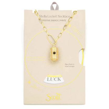 Positive Energy Stella Locket Necklace with Pyrite