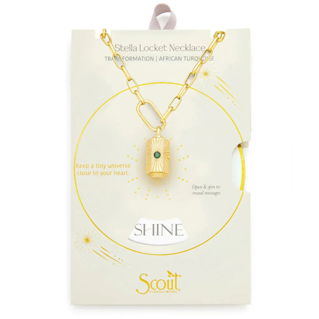 Transformation Stella Locket Necklace with African Turquoise – Blue Seven