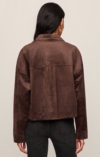 All Day Cropped Suede Jacket - Dark Chocolate