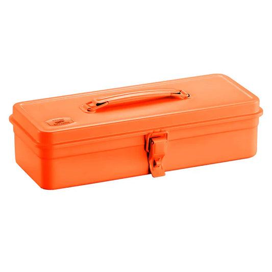 Steel Toolbox w Top Handle & Flat Lid - Orange