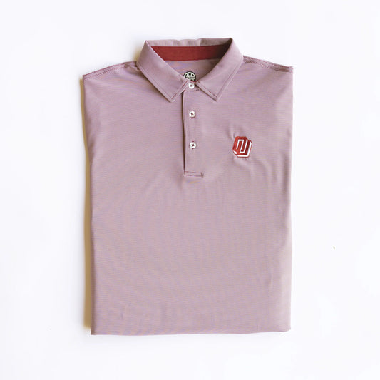 Turbo Logo Mini Stripe Polo - Crimson/White