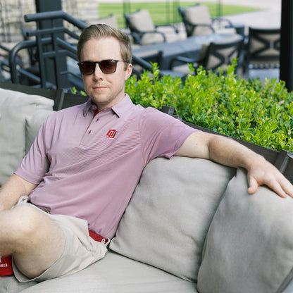 Turbo Logo Mini Stripe Polo - Crimson/White
