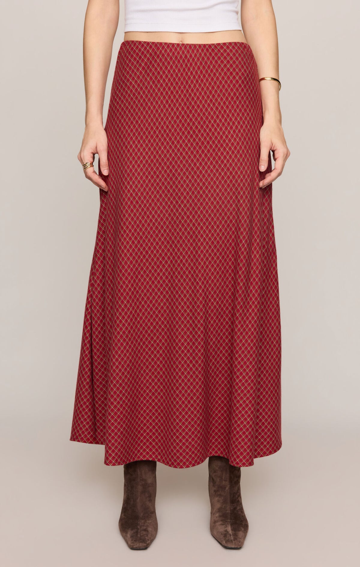 Crestview Plaid Skirt - Red Dahlia