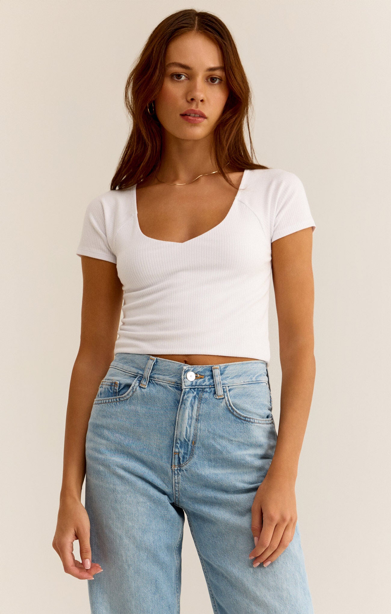 Kallen Rib Top - White