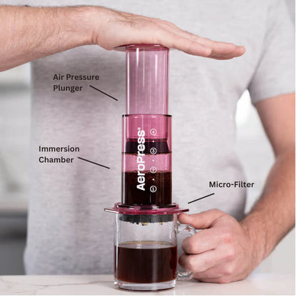 AeroPress Coffee Maker - Clear Pink