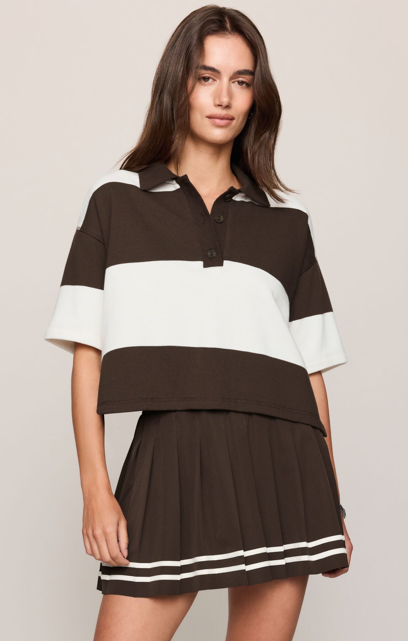 Mariner Polo Top - Dark Chocolate
