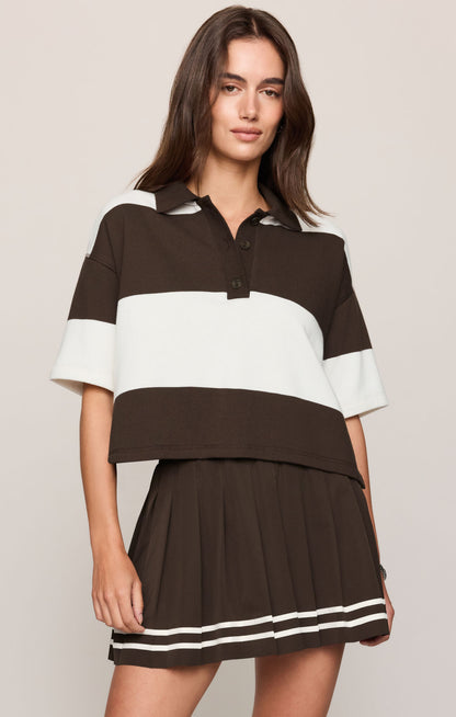 Mariner Polo Top - Dark Chocolate