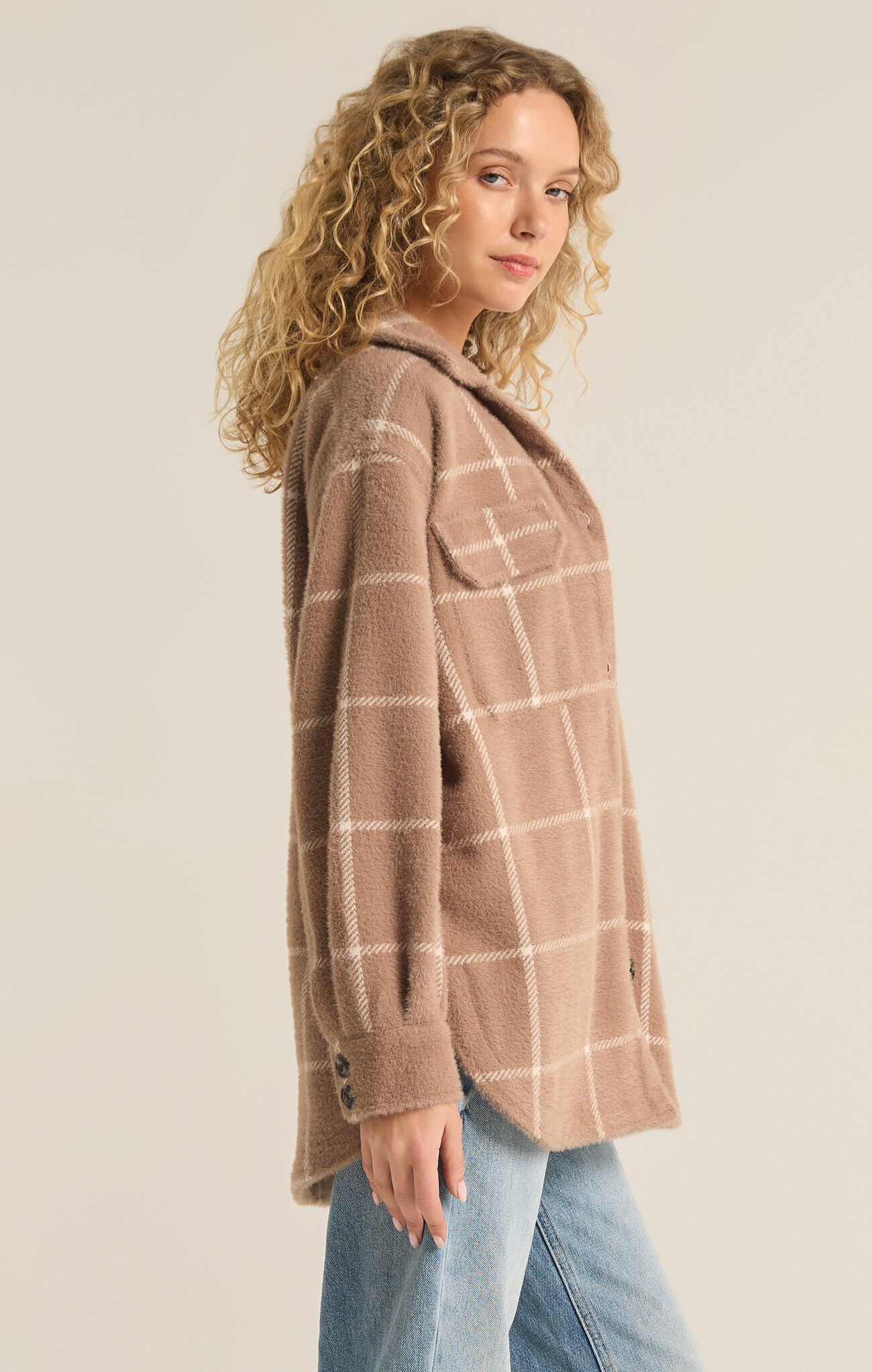 Plaid Tucker Jacket - Heather Taupe