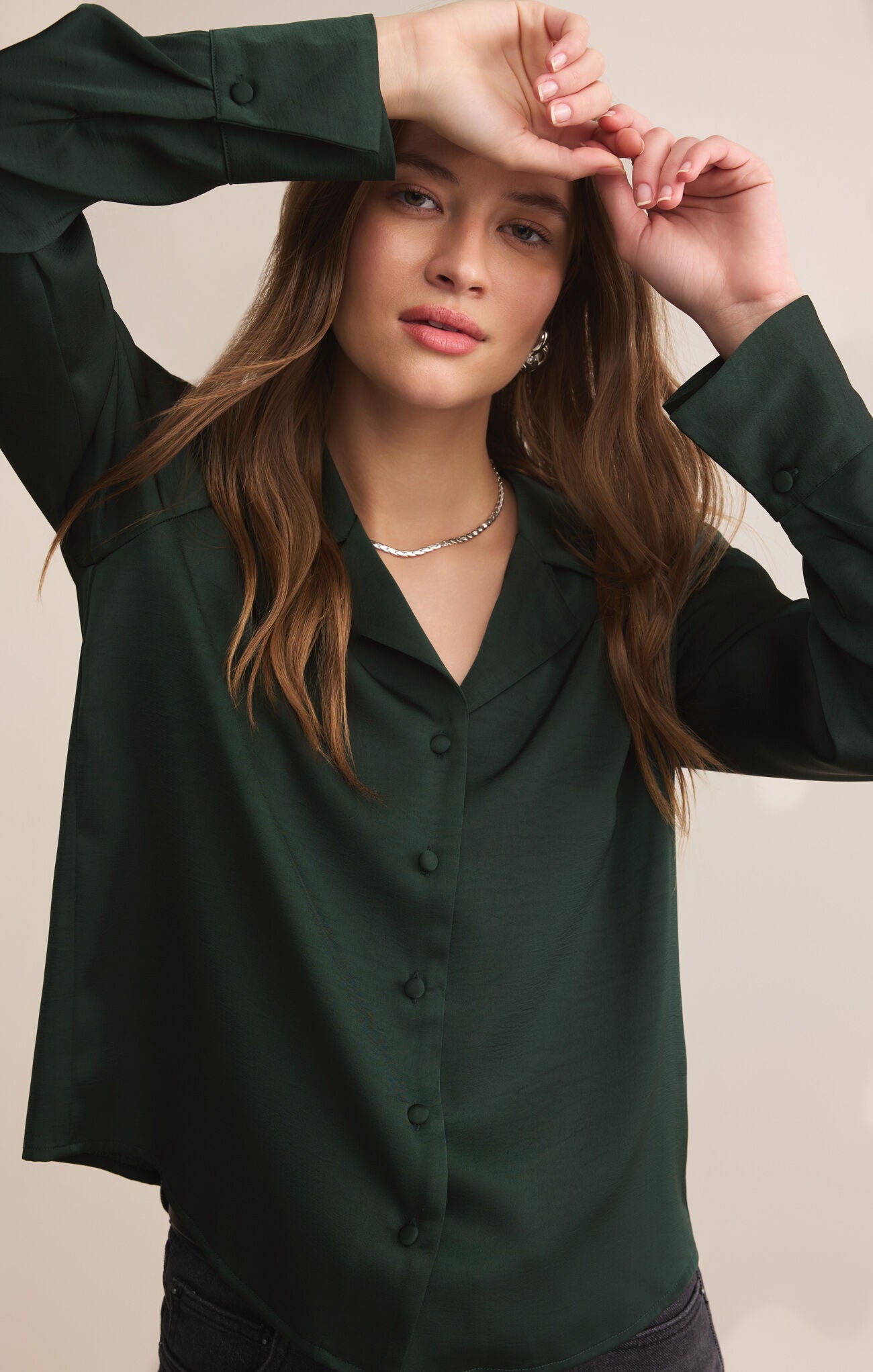 Ana Satin Top - Garland Green