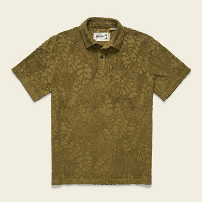Plusherman Terry Polo: Leafy Lithographs - Olive