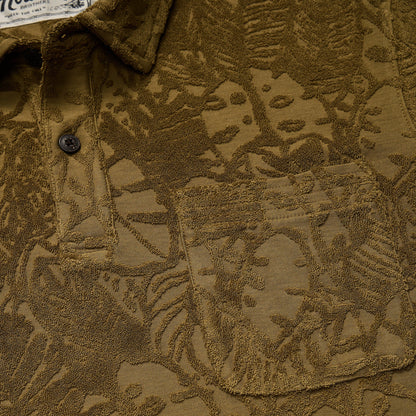 Plusherman Terry Polo: Leafy Lithographs - Olive