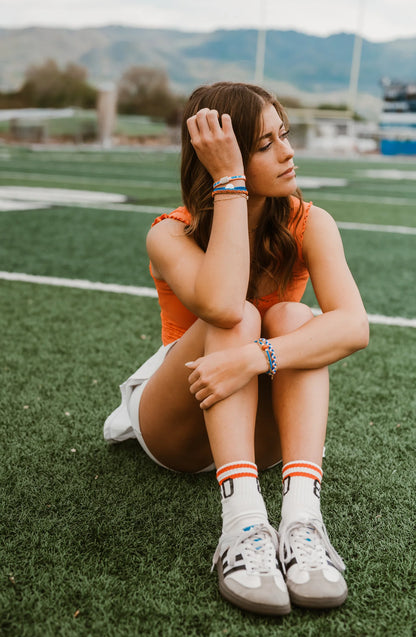 Game Day Blue / Orange Hair Tie Bracelet