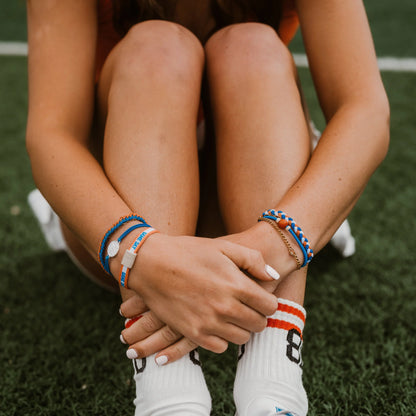 Game Day Blue / Orange Hair Tie Bracelet