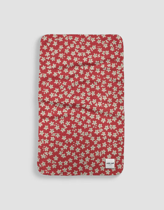 White On Red Small Daisies Tea Towel