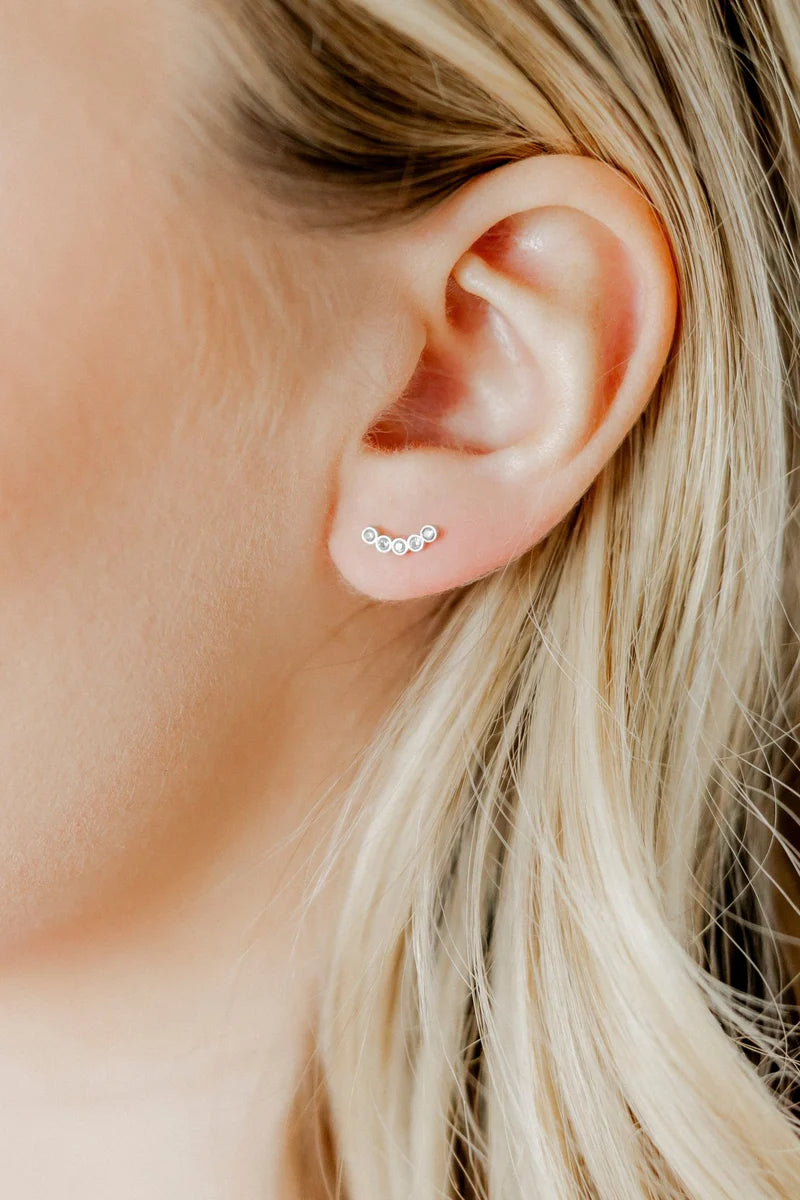Screwback Stud Earrings - Abigail Sparkle Silver