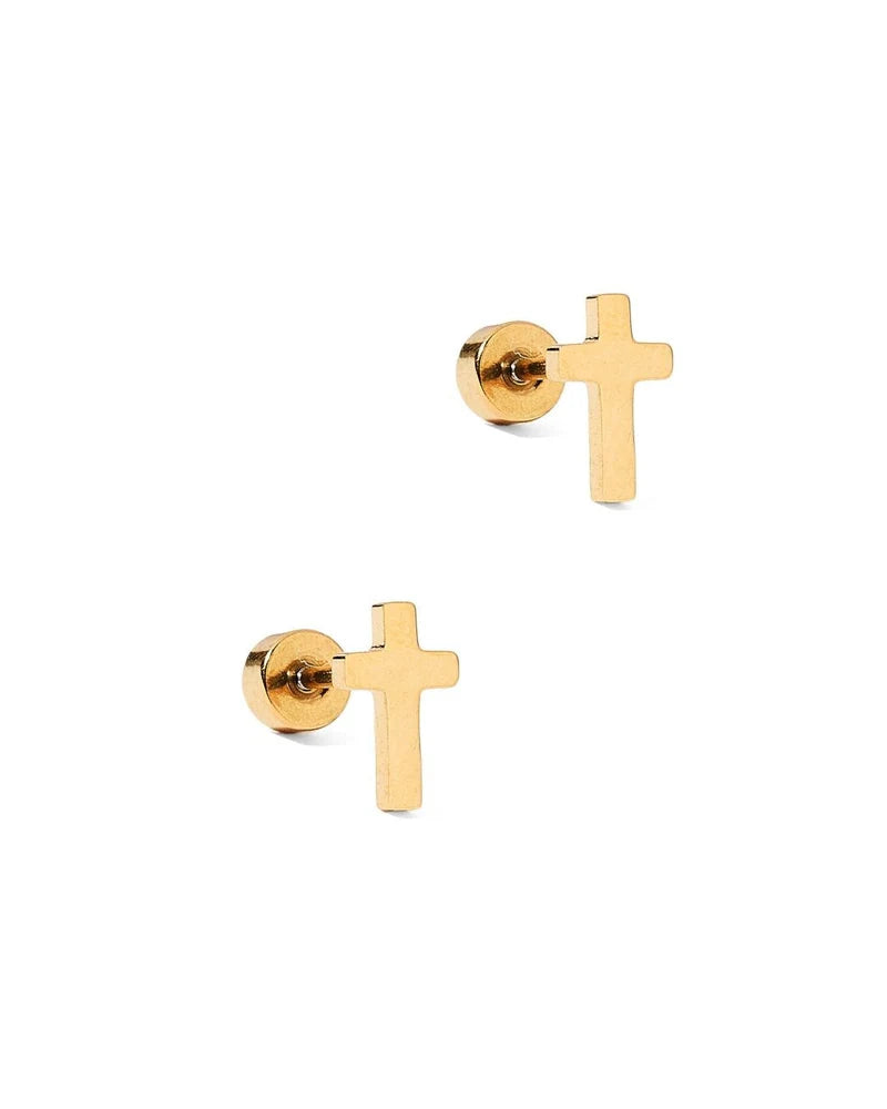Screwback Stud Earrings - Catherine Cross Gold