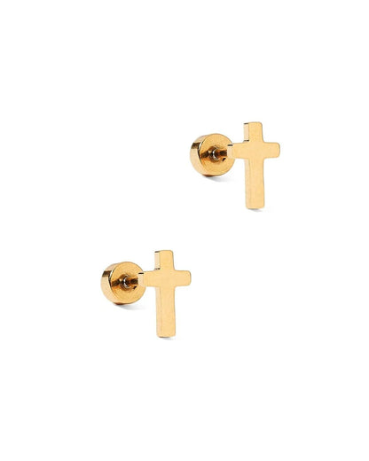 Screwback Stud Earrings - Catherine Cross Gold