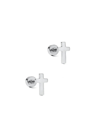 Screwback Stud Earrings - Catherine Cross Silver