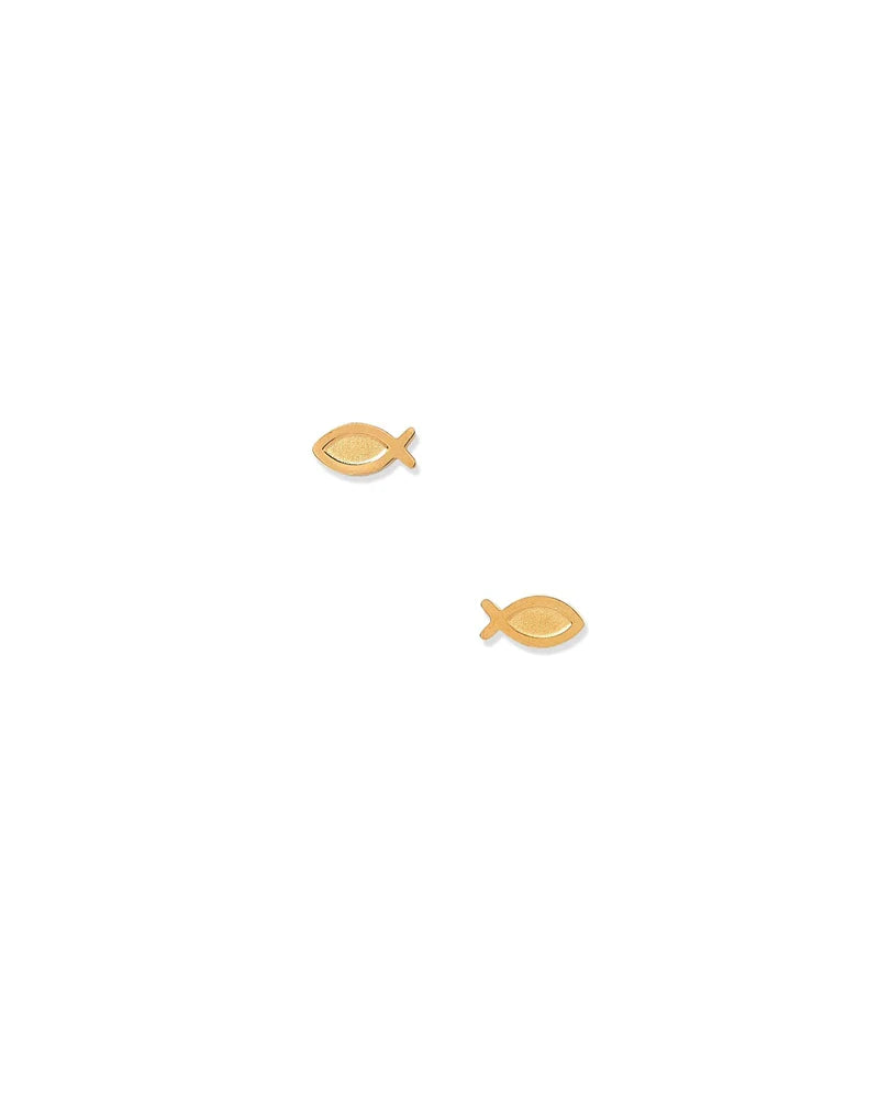 Screwback Stud Earrings - Ichthys Fish Gold