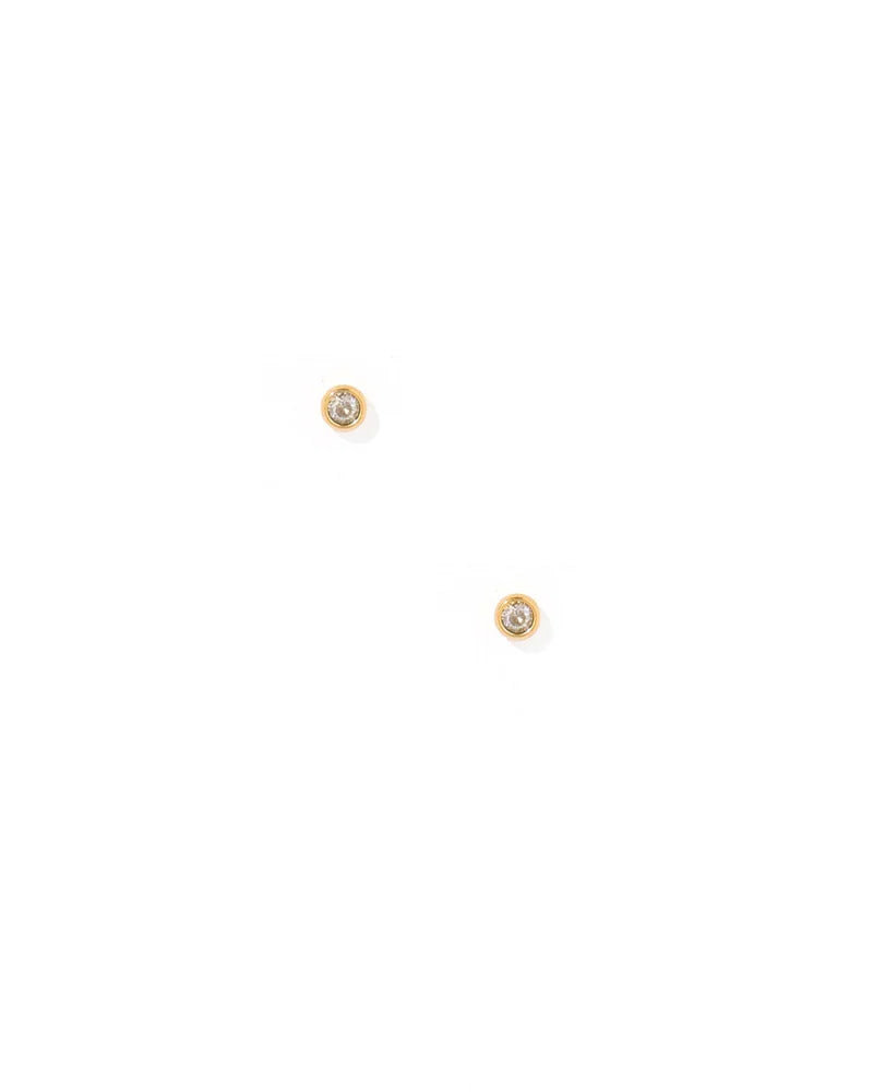 Screwback Stud Earrings - Micro Cooper Clear Gold