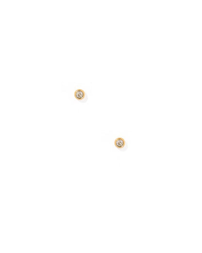 Screwback Stud Earrings - Micro Cooper Clear Gold
