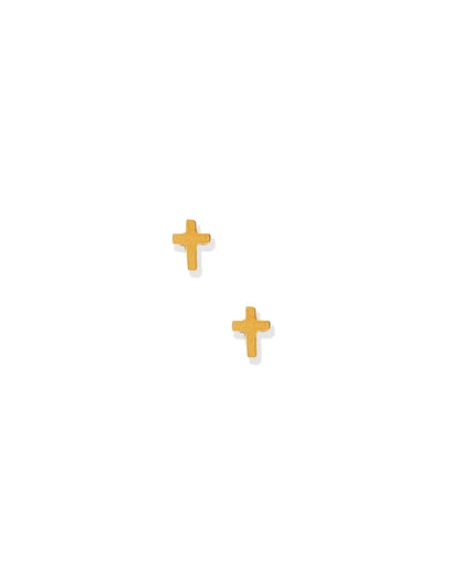 Screwback Stud Earrings - Micro Cross Gold