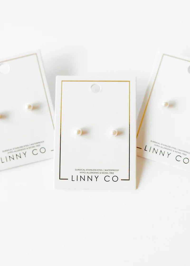 Screwback Stud Earrings - Payton Pearl White 5mm