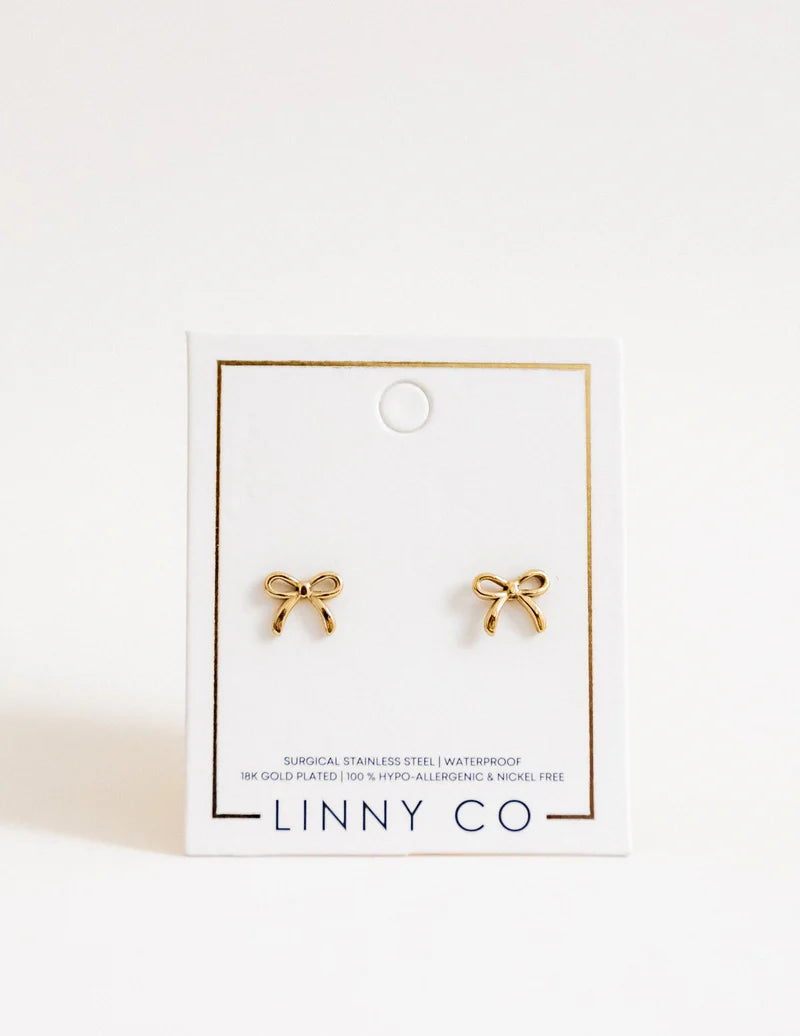 Screwback Stud Earrings - Sadie Bow Gold