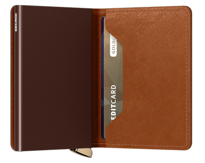 Premium Slimwallet Emboss Lines - Cognac