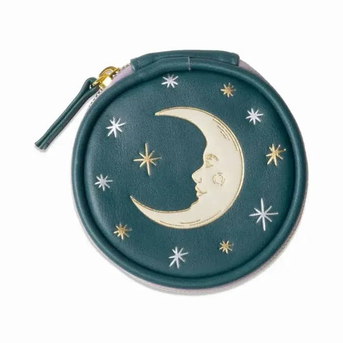 Vegan Leather Pill Case - Teal Moon