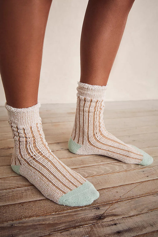 Plush Inside Out Crew Socks - Camel