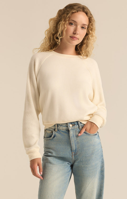 Saldana Reverse Fleece Top - Sea Salt