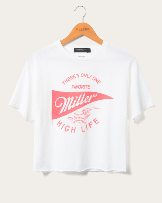 Miller High Life Sportsman's Club Softball Flea Market Cropped Tee - White