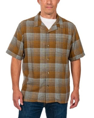 Linen Camp S/S Shirt - Brown/Blue Ombre