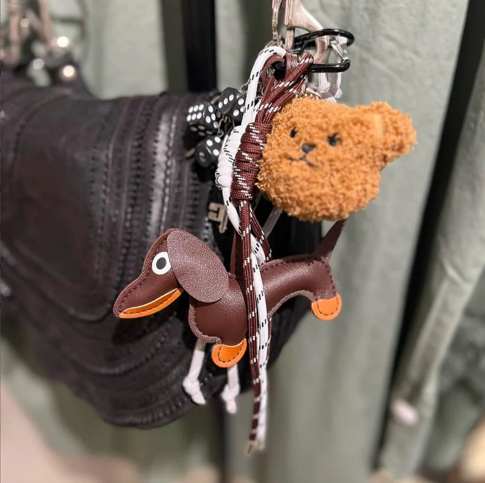 Dog Bag Charm Set - Brown