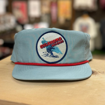 Oklahoma Ski Club Rope Hat - Light Blue/Red