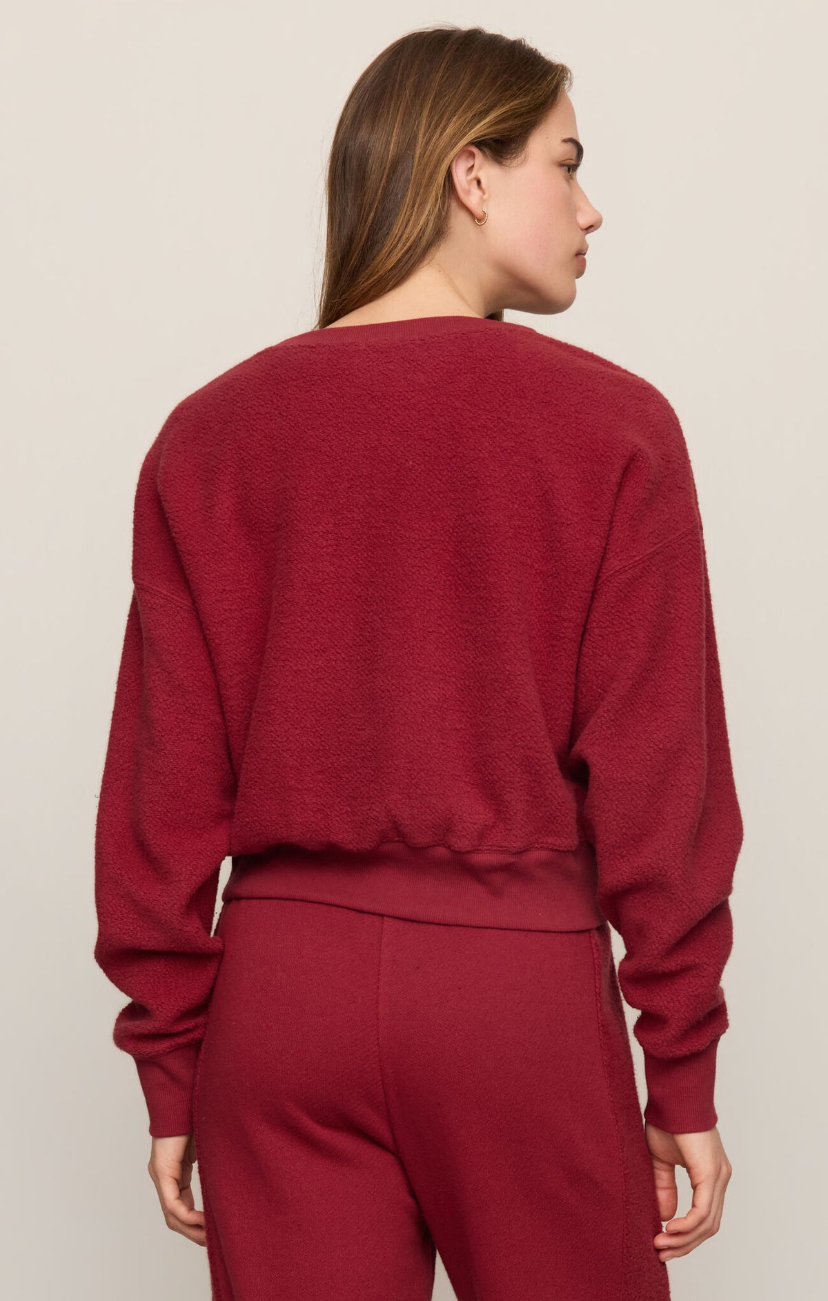 Clubhouse Textured Sweatshirt - Red Dahlia