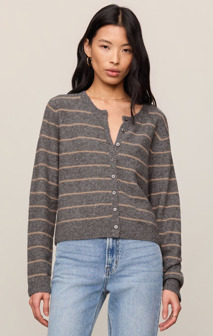 Medina Stripe Cardigan - Charcoal Heather