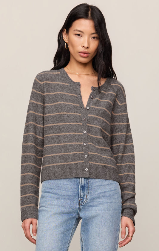 Medina Stripe Cardigan - Charcoal Heather